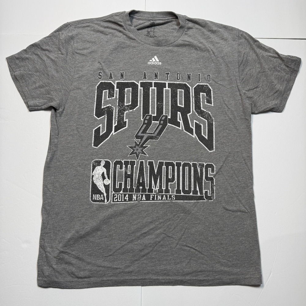 San Antonio Spurs Shirt Mens Large Gray 2014 NBA Champs Basketball Adidas